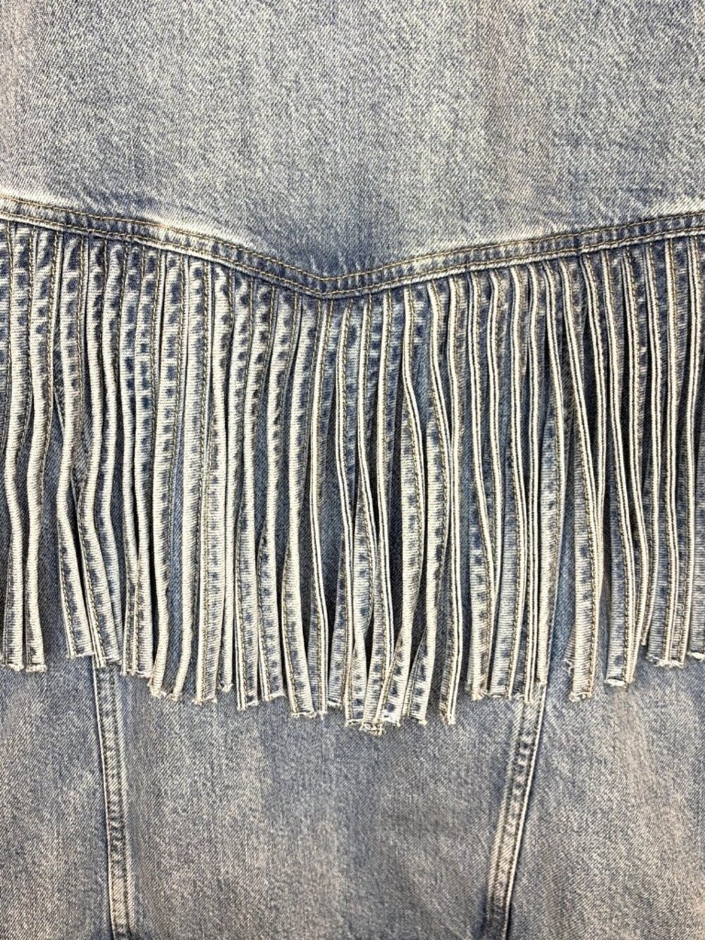NWT RAILS Denim Jacket Women's S Rodeo Fringe Oversized Trucker Western - Picture 7 of 15